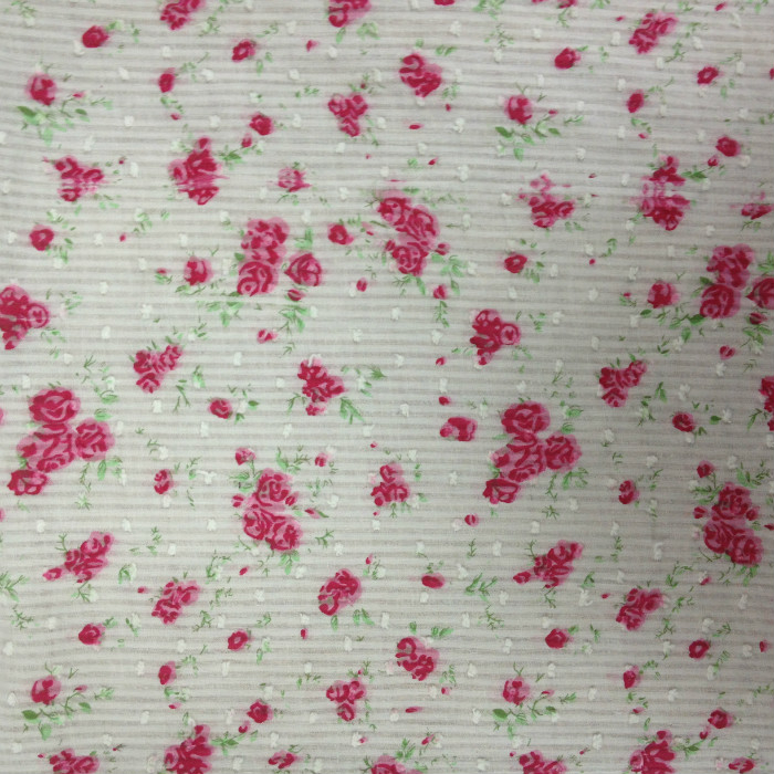 Cotton Stripe Voile Dot Printed "